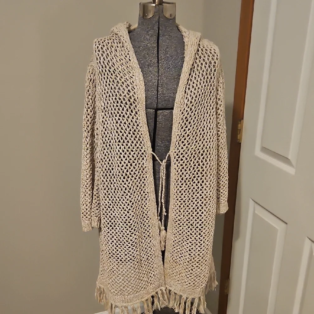 J. Jill Boho Crochet Hooded Jacket - Picture 4 of 9